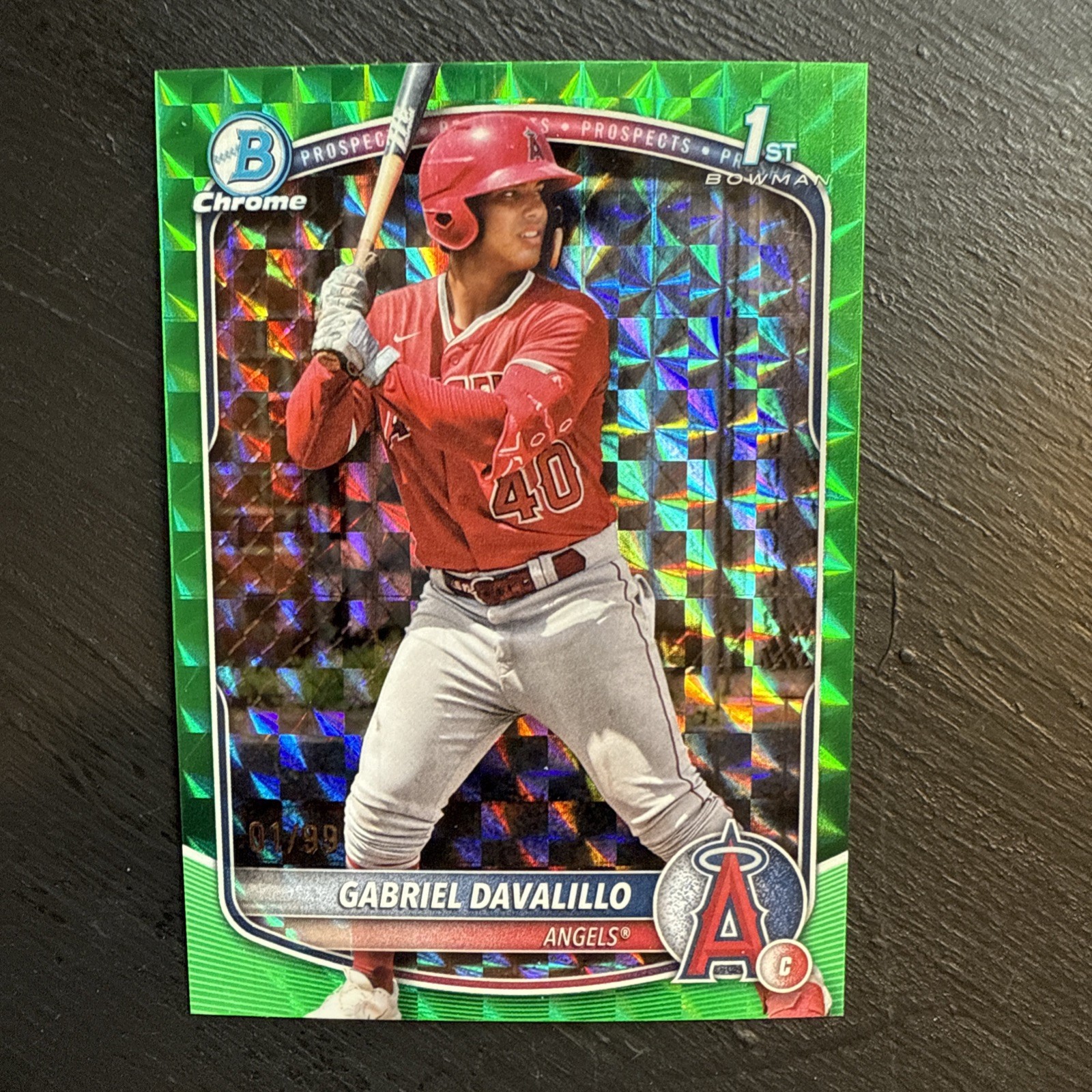 GABRIEL DAVALILLO 2025 BOWMAN CHROME 1ST GREEN GEOMETRIC ANGELS 01/99 Q5451