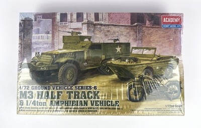 Academy 13408 M3 Half Track & 1/4 Ton Amphibian Vehicle 1/72 Scale Model Kit