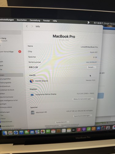 Apple Macbook Pro 13 Zoll, M2, 2022, 512GB, Spacegrau, mit Touchbar - sehr gut - Bild 10 von 10