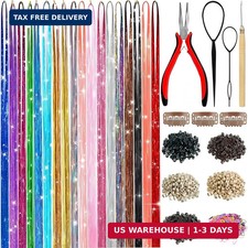 Hair Tinsel,18 Colors Hair Tinsel Kit for Girls 7600 Strands Fairy Tinsel Hair E