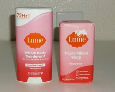Lume Peony Rose Lot - 2.3 oz. Whole Body Deodorant & 5 oz. Triple Milled Soap