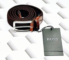 Hugo Boss Clorio Woven Stretch Adjustable Belt Made In Italy Size 36 BNWT Claret