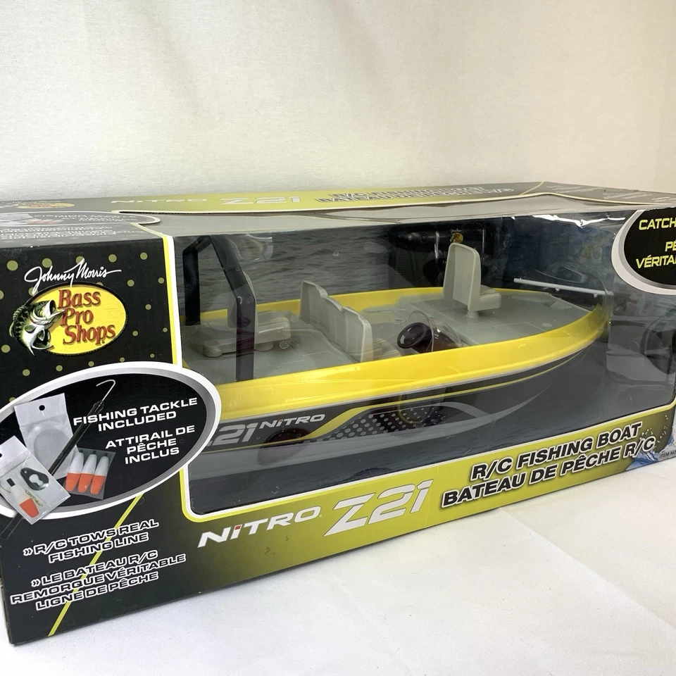 Bass Pro Shops Rare Nitro Z21 Radio Control Fishing Boat model New In Box Yellow - Image 2 of 4