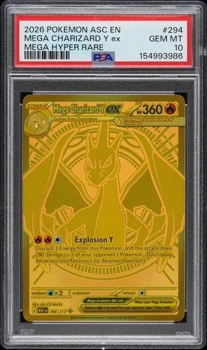 2026 POKEMON ASCENDED HEROES MEGA HYPER RARE #294 MEGA CHARIZARD Y EX PSA 10
