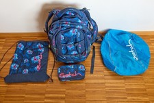 Satch Schulrucksack /Ranzen Set Blau Blumenmu...