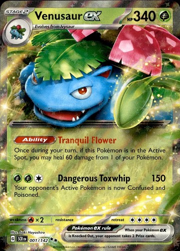 POKEMON VENUSAUR EX 1 STELLAR CROWN 142 DOUBLE RARE HOLO LP