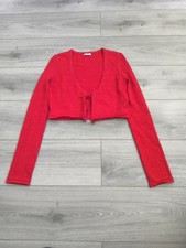 House Of CB Red Long Sleeve Cropped Cardigan Size Small