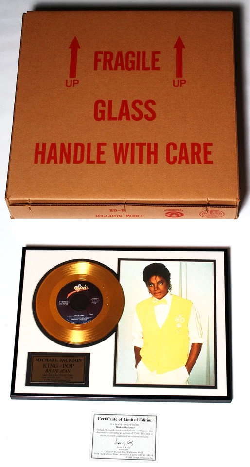 DISQUE D'OR officiel  Michael JACKSON  KING of POP  "Billie Jean"  NEUF - Photo 4/4
