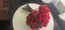 Red Fabric Artificial Rose Flower Bundle for Home Decor Bouquet Arrangement