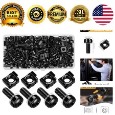 40 Pack M6 x 20mm Rack Mount Screws Cage Nuts Nylon Washers Black Carbon Steel