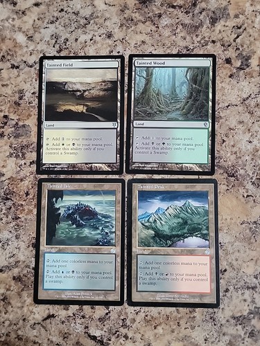 MTG TAINT / BLACK Dual Lands - 4x Set TAINTED Field Isle Peak Wood - MTG NM - Picture 2 of 6