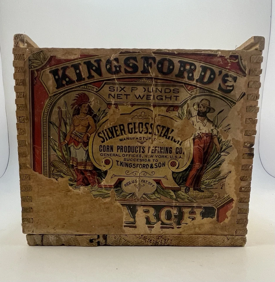 Vintage Kingsford’s Silver Gloss Starch 6 lb. Wooden Shipping Box Crate - Image 3 of 4