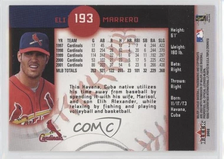 2002 Fleer Triple Crown Eli Marrero #193 - Image 2 of 2