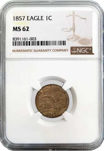 1857 1C Flying Eagle Cent NGC MS62 Uncirculated Coin