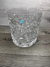 Tiffany & Co  Crystal Glass Geometric Rock Cut Ice Champagne Bucket 7.25”x 6.75”