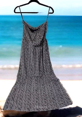 Gap Strapless Black & White Lined Size XS Abstract Print Womens Maxi Dress NWT