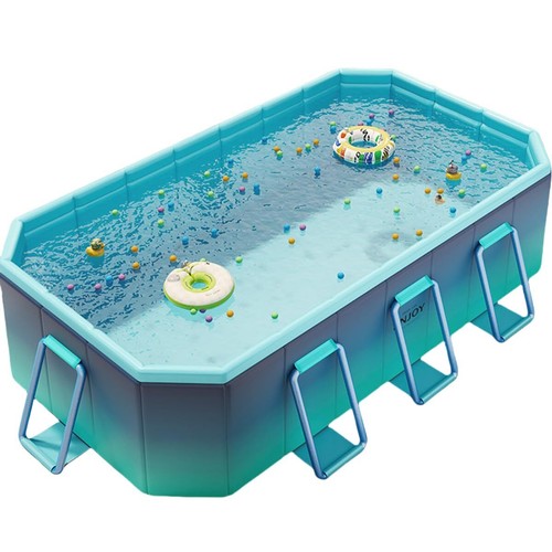 Foldable, Non-Inflatable Kids and Adults Outdoor Swimming Pool, 116" x 65" x 21" - Picture 2 of 7