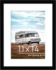 11x14 Picture Frame Black, Display Pictures 8x10 with Mat or 11x14 Without Mat