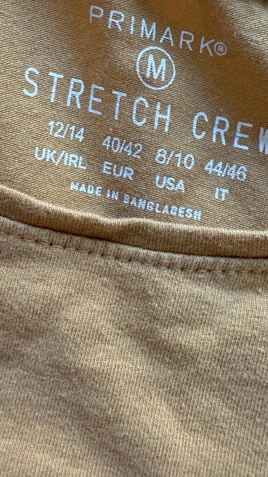 Primark Women’s Orange Stretch Crew T Shirt Size 12/14 17.5” PTP - Image 4 of 4