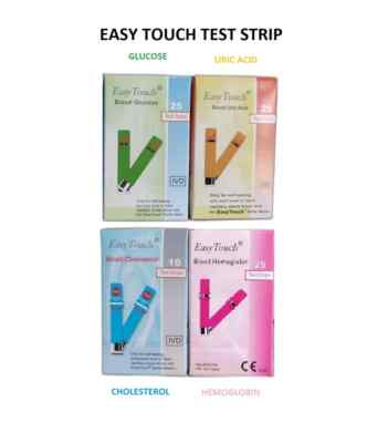 EASY TOUCH TEST STRIP For Hemoglobin, Cholesterol, Uric Acid, Glucose Test