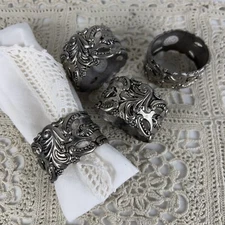 Godinger Silver Art Co Baroque Rococo LTD Set Of 4 Napkin Rings GSA Holders