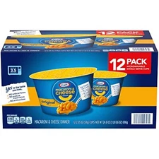 KRAFT Macaroni & Cheese Dinner Cup Easy Mac Original, 58 grams Cups (Pack of 12)