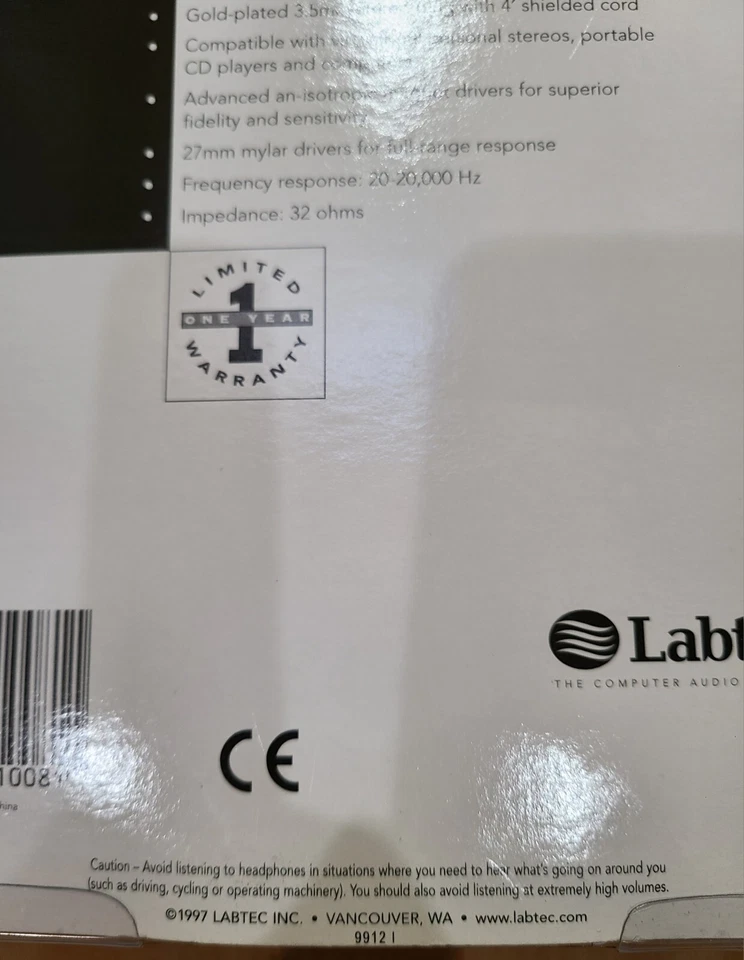 AURICULARES LABTEC LT-440 DE COLECCIÓN CON CONTROL DE VOLUMEN, ¡JUEGO SELLADO NUEVO! Foto 4 de 4