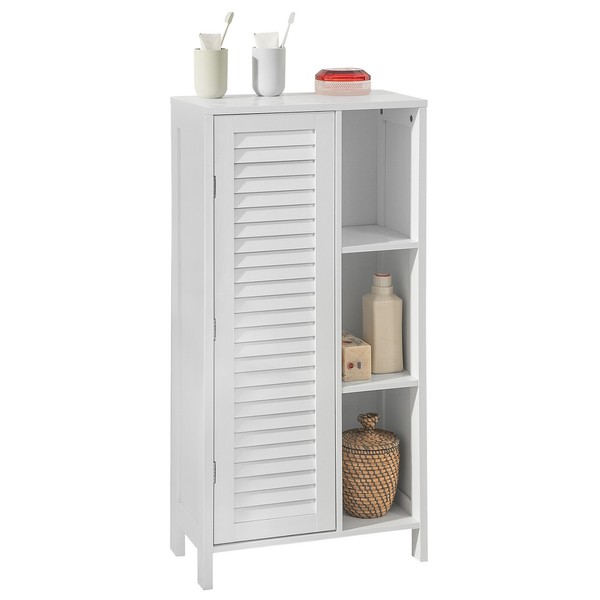 Sobuy Badkommode Hochschrank Badschrank Badezimmerschrank Weiß BZR39-W-image