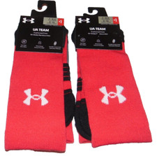  2 NWT Men's UNDER ARMOUR Team Cushioned Crew Socks Size MD 7-8.5 Nice FS 