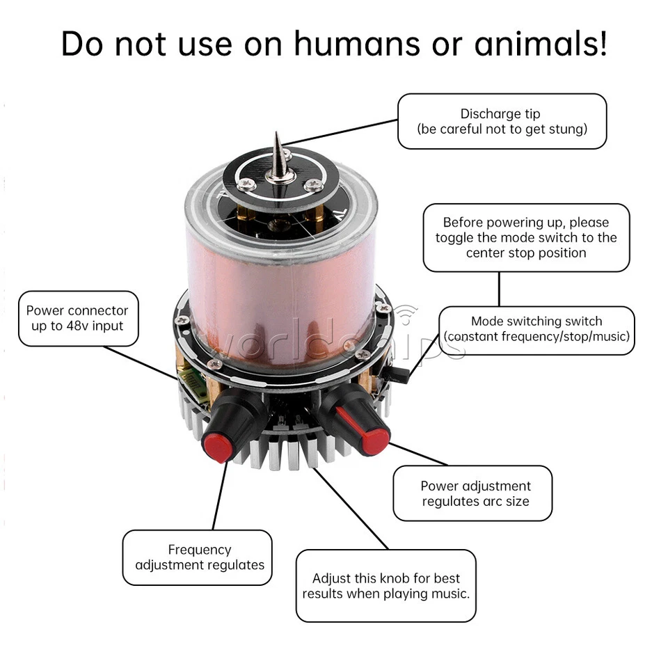 Mini Plasma Musik Tesla Spule Lichtbogen Generator Künstlicher Blitz Bluetooth DC48V - Bild 3 von 4