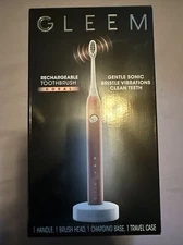 Gleem Rechargeable Toothbrush Coral Handle Brush Head Charging Base Case