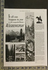 1938 WASHINGTON RAINER PARADISE VALLEY COULEE OLYMPIC TOURISM TRAVEL AD 25298**