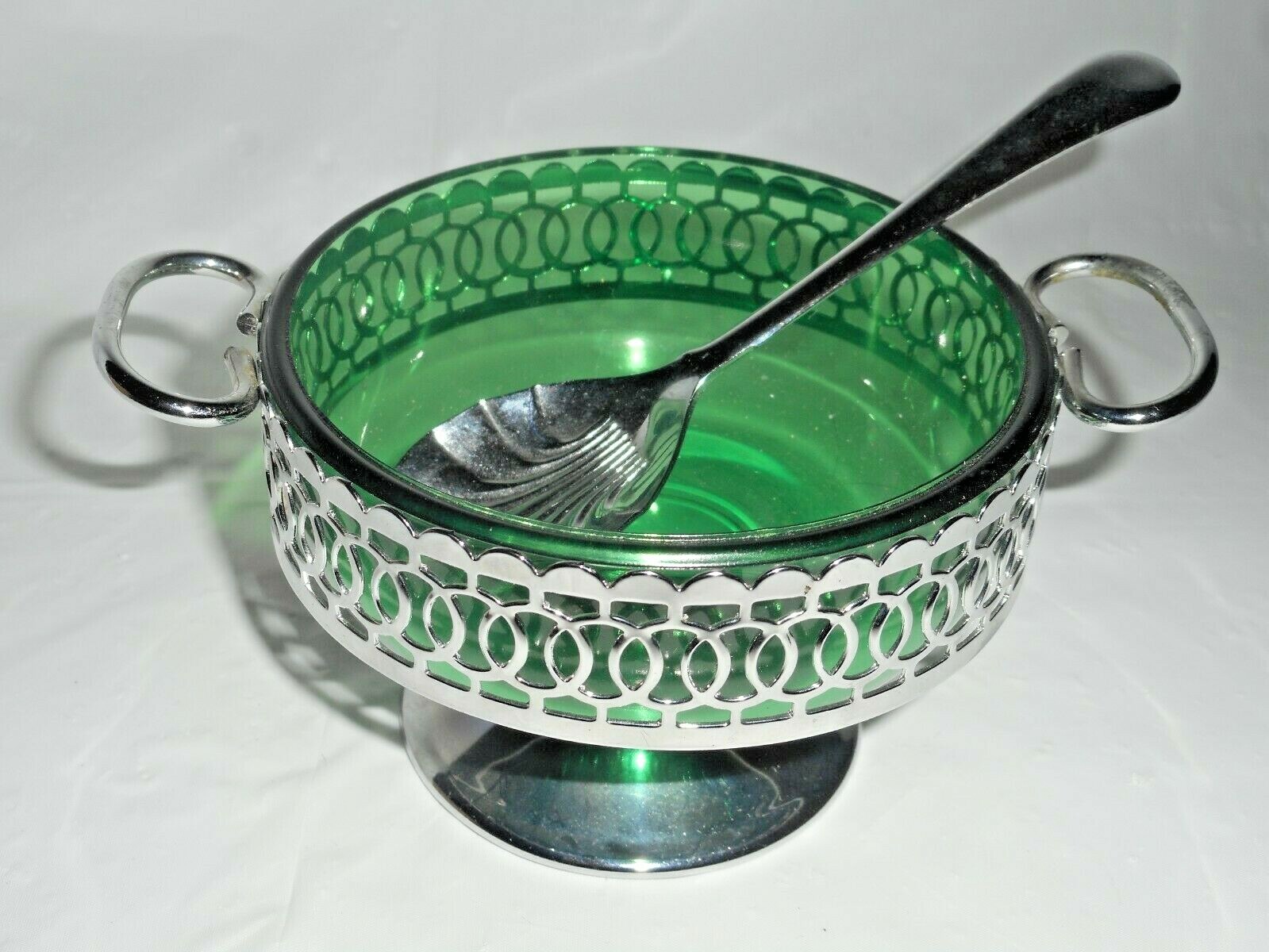 Celtic Quality Plate Green Sugar Bowl Spoon Jelly Condiment Relish Dish England
