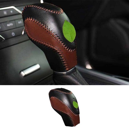 Lever Trim Knob Shifter Leather Gear Shift Black+Brown For Ford Edge