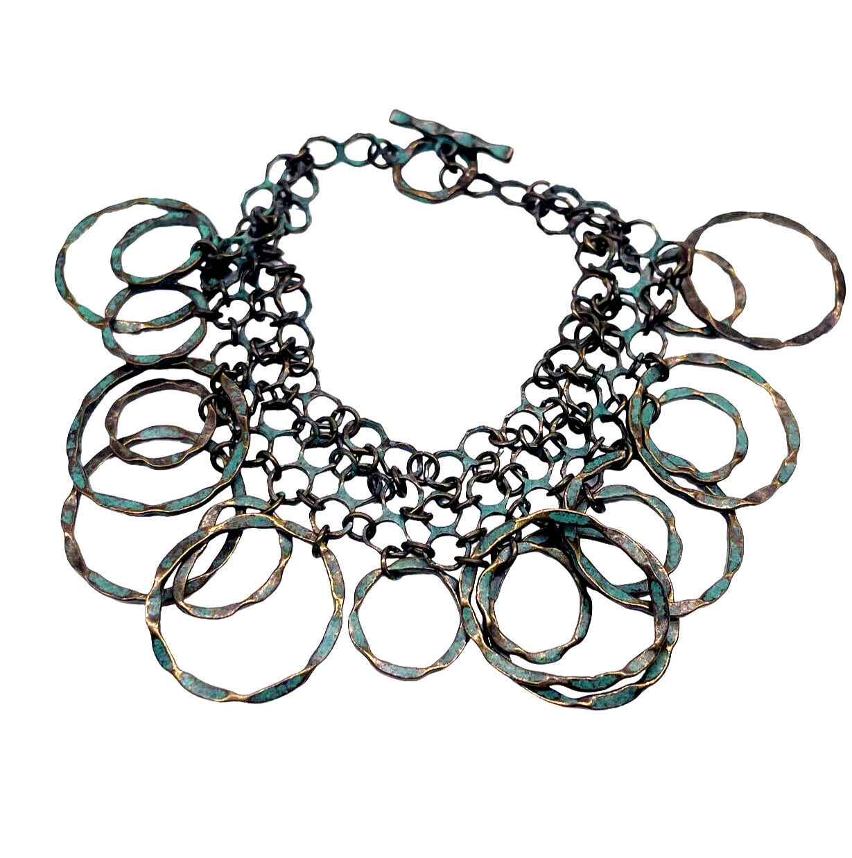 Circle Chain Linked Statement Bangle Bracelet Bra… - image 1