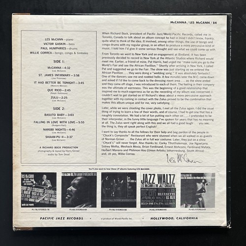 Les McCann, McCanna LP 1964 Pacific Jazz PJ-84 M- - Picture 2 of 3