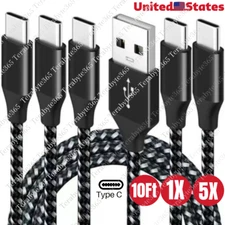 1/5Pack 10ft USBC Fast Charger Cable Lot For Samsung Android TypeC Charging Cord