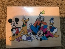 Disney Wood Wooden Rubber Stamp Mickey Minnie Donald Daisy Goofy scrapbooks USED