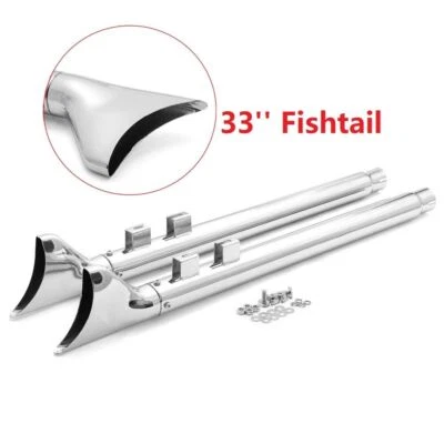 33" Fishtail Double échappement Slip On Silencieux pour Harley Touring 1995-2016 - Photo 1/4