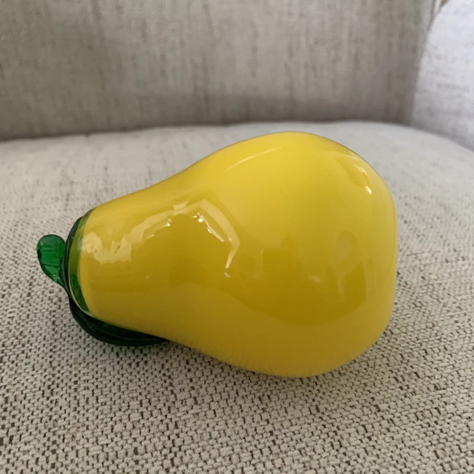 Decorative Glass Fruit Yellow Pear Glass Art Paperweight Bowl Filler - Image 4 of 4