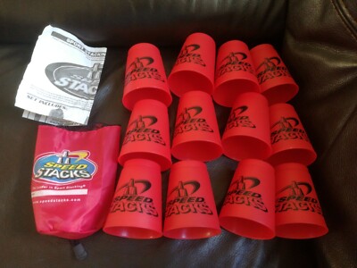 SPEED STACKS OFFIZIELL WIRKLICH ROT & SCHWARZ TASSEN KOMPLETTES SET 12 TASCHE 100 % KOMPLETTE FAMILIE