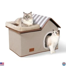 Topmart Large Indoor Cat Condo with Cozy Bed - 2-in-1 Retreat for Cats & Kittens