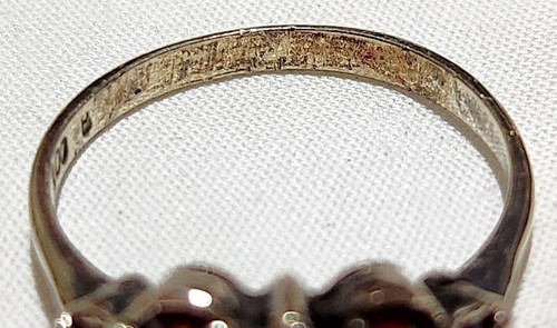 Antiguo Anillo de Cóctel Victoriano Corte Rosa Granate 900 Plata Oro Vermeil Talla 8 - Imagen 13 de 17