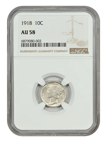 1918 10C NGC AU58 - Mercury Dime
