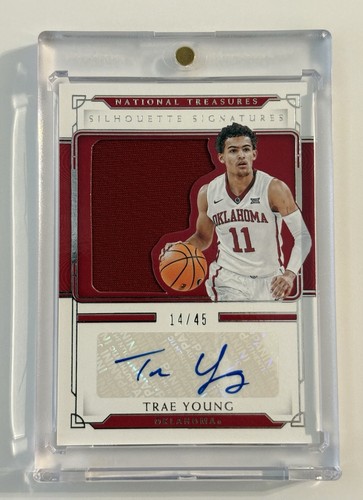 Trae Young 2021 Panini National Treasures /45 Silhouette Signatures Auto