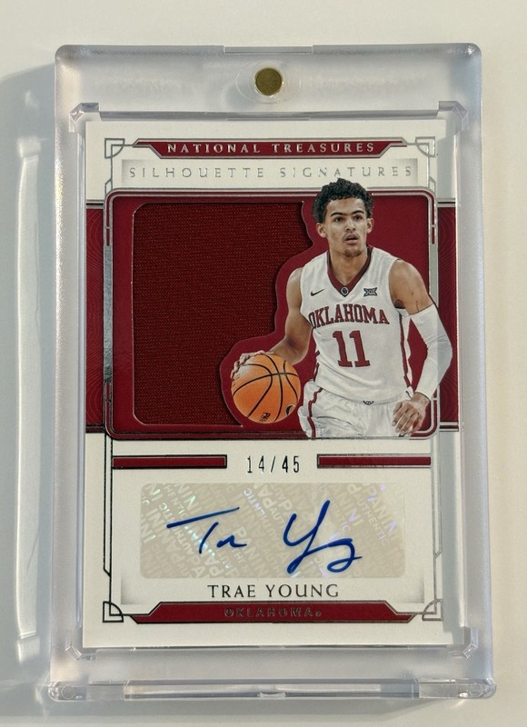 Trae Young 2021 Panini National Treasures /45 Silhouette Signatures Auto