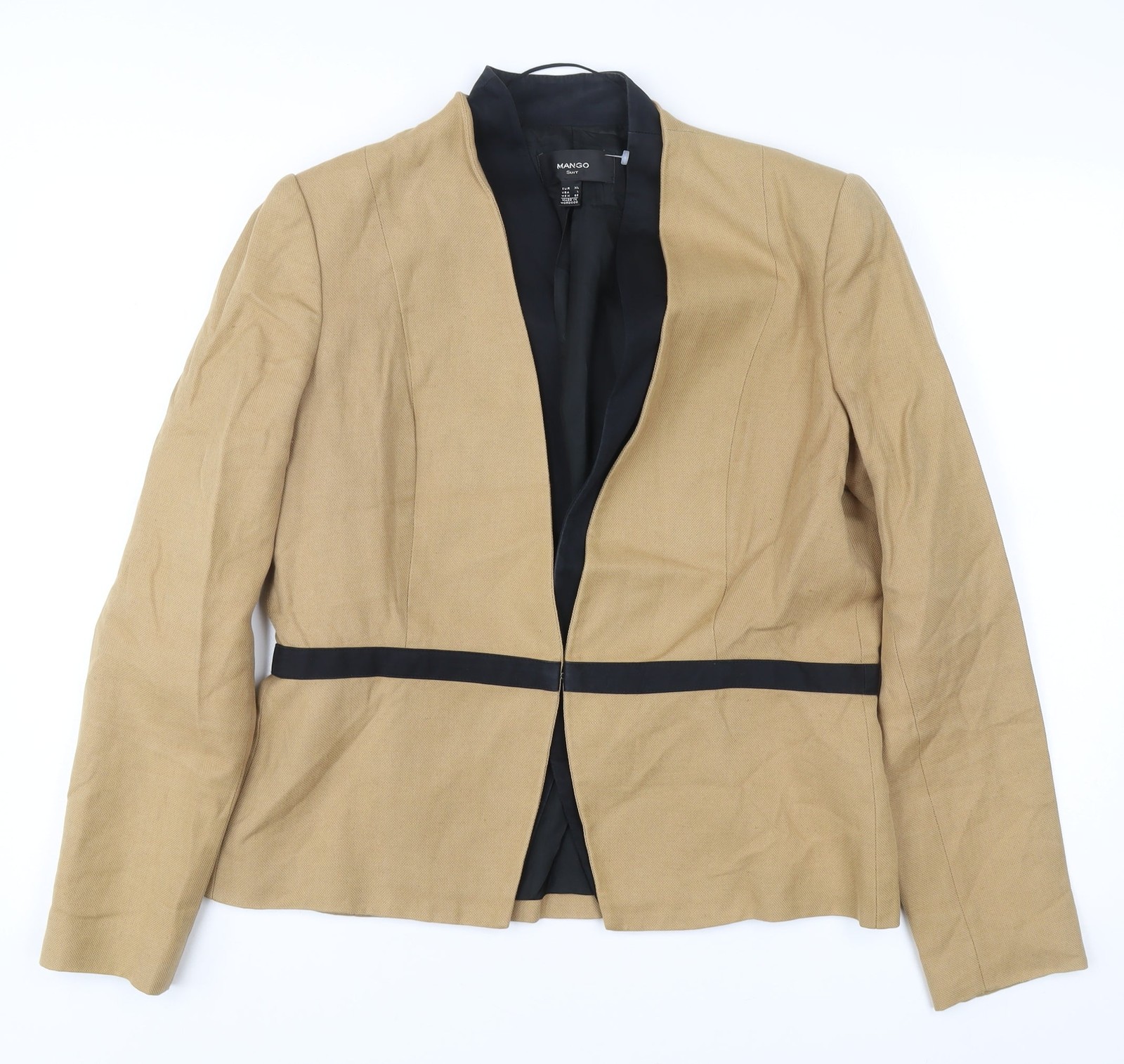 Chaqueta de traje regular beige mango talla XL del Reino Unido para mujer