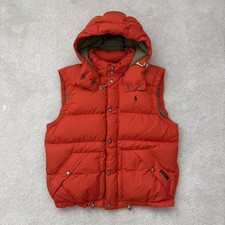 Polo Ralph Lauren Down Vest Men  s Puffer Outdoors Large Orange Hooded