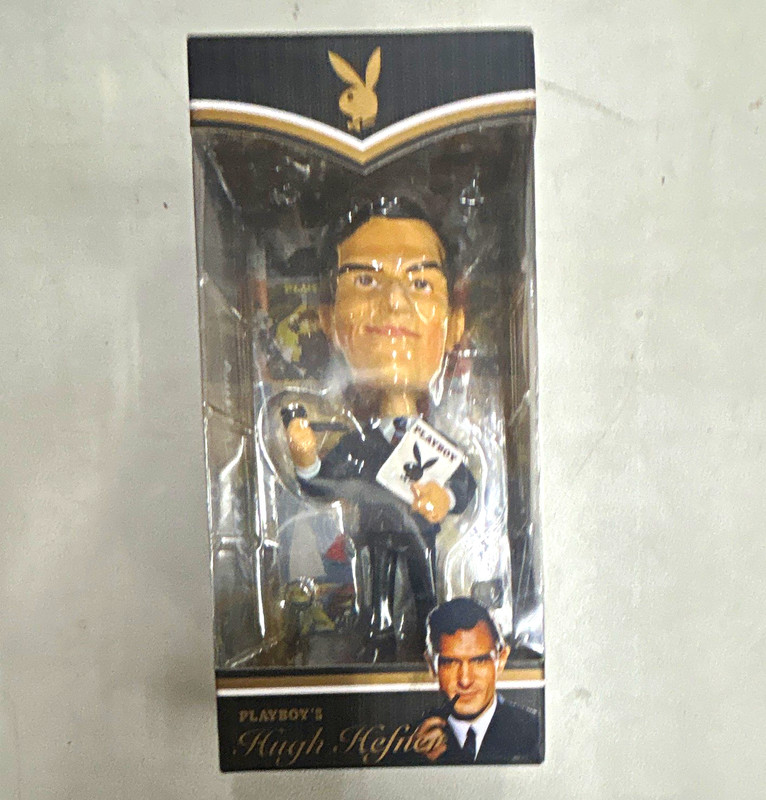 Playboy Hugh Hefner Bobblehead Figure Black/White Plastic Boxed Unopened