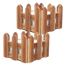 2 Pcs Wooden Fence Flower Box House Plant Accessories Decor Desk Planter Gifts